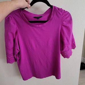 Embroidered sleeve knit top